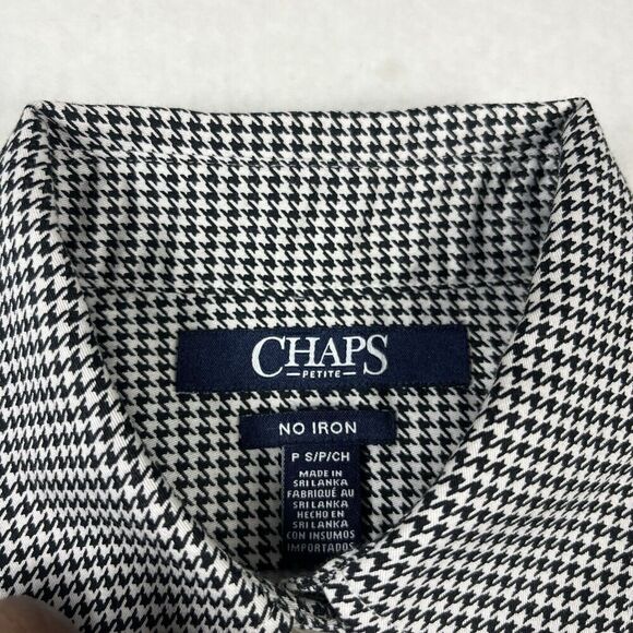 Chaps Womens No Iron Button Down Shirt Plaid Long Sleeve Collared Top PS Petites - Picture 4 of 10